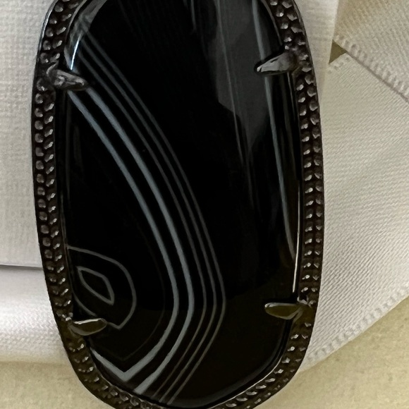 NWOT RARE & Retired Kendra Scott Danielle Earrings Black Banded Agate & Gunmetal - Picture 12 of 14